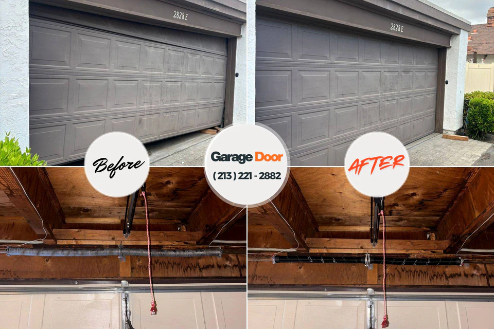 Before and after: garage door repair Ferndale, CA